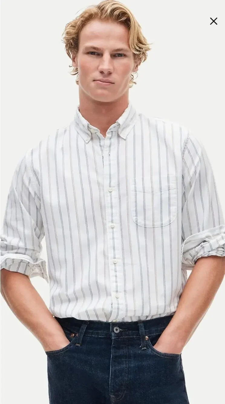 NWOT J. Crew Broken-In Organic Cotton Oxford Shirt Mark White Multi S